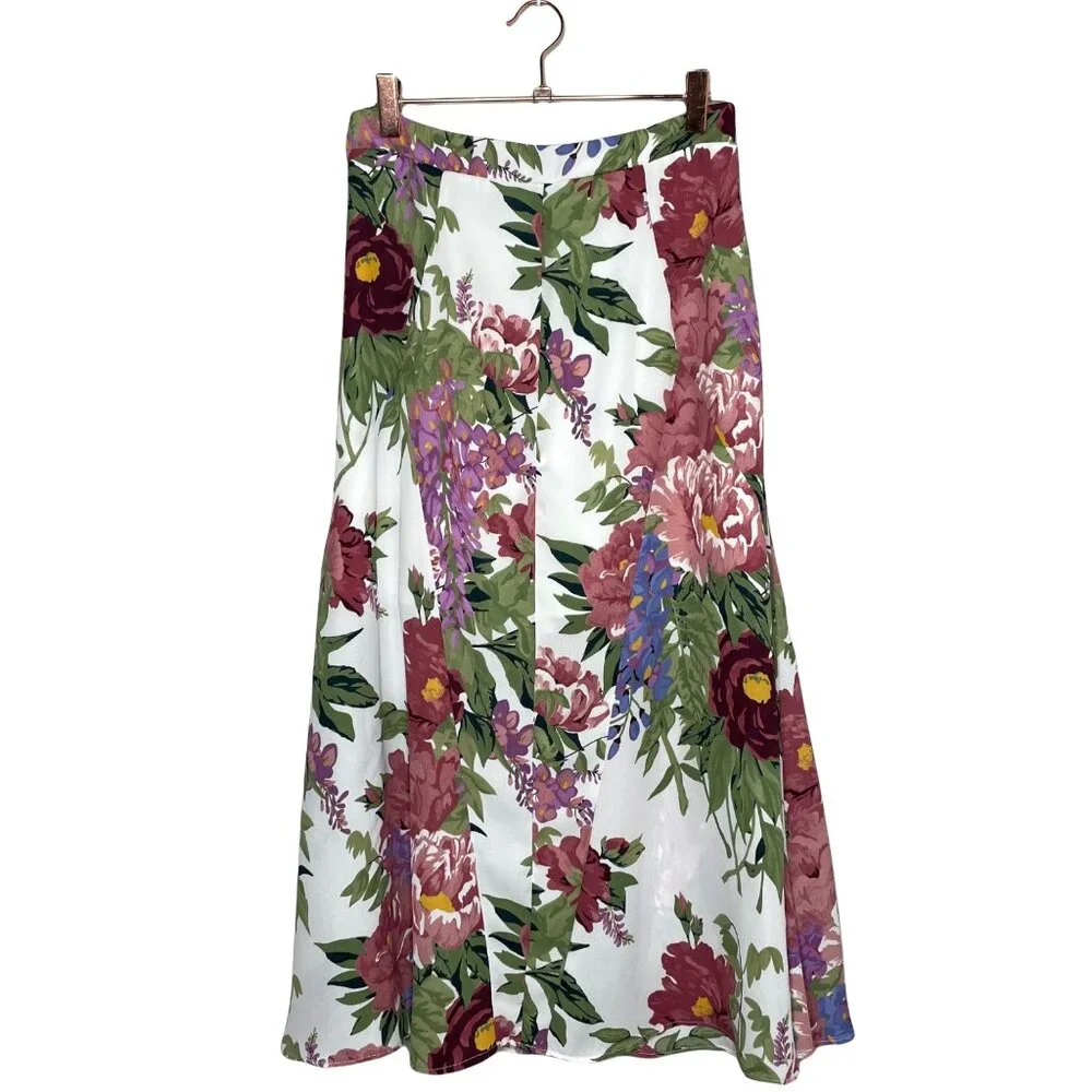 Show Me Your Mumu Tea Party Midi Skirt Size Small Floral Green Pink SMYM